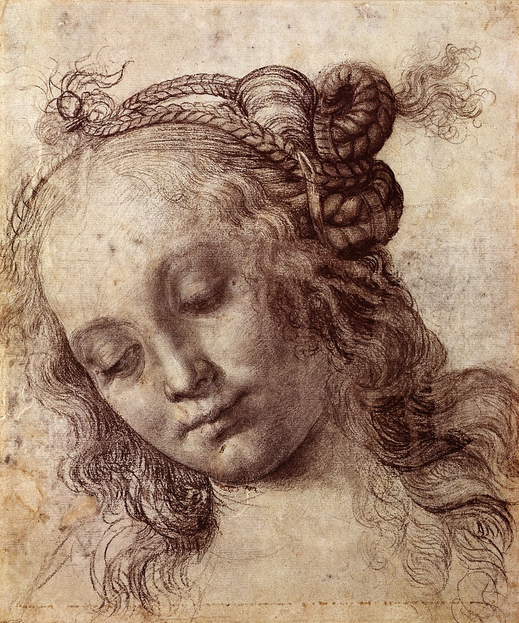 Kvinna som ser ner av Andrea del Verrocchio