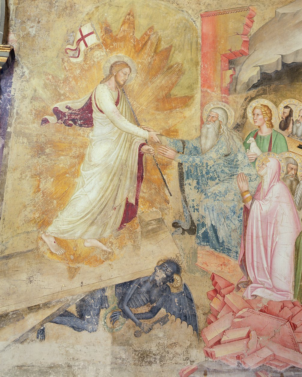 Detalj av nedstigningen från korset, Capellone degli Spagnoli, fresk 1365-67 av Andrea di Bonaiuto