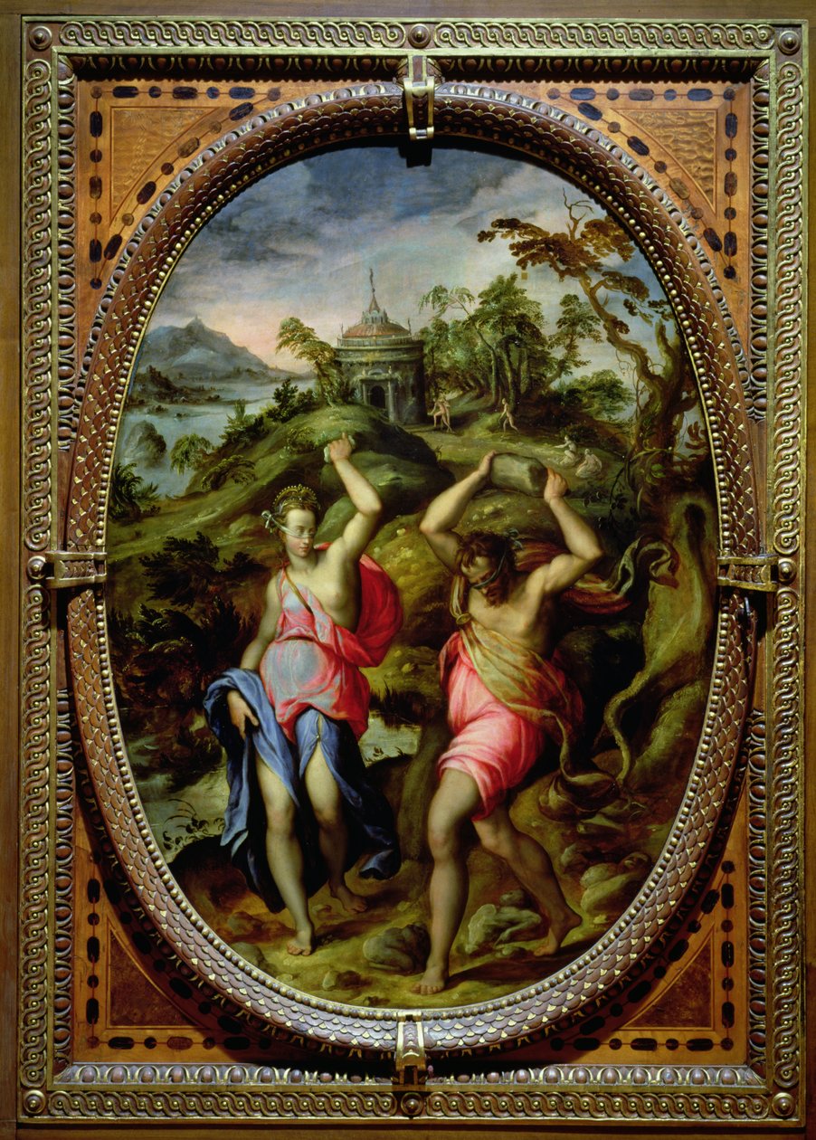 Deucalion and Pyrrha, 1572 (skiffer) av Andrea di Mariotto del Minga