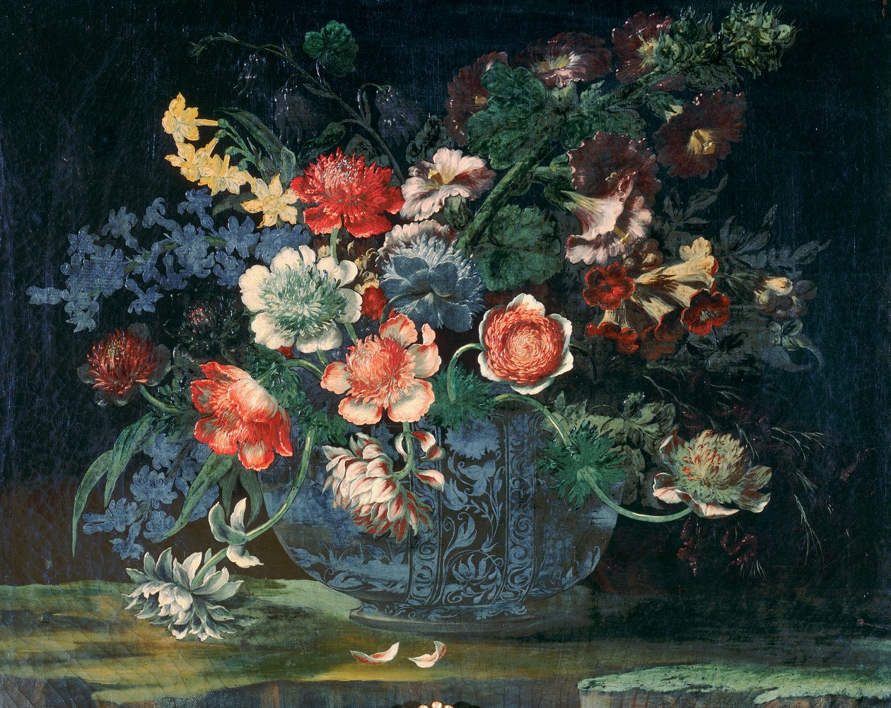 Kumme af kinesisk porcelæn med et bundt blomsterfrø av Andrea the Elder Scacciati