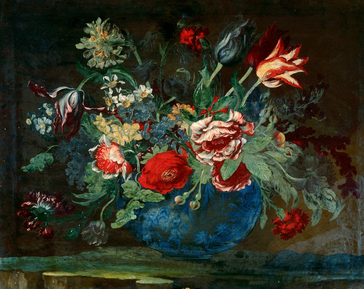Handfat av kinesiskt porslin med ett knippe blommor av Andrea the Elder Scacciati