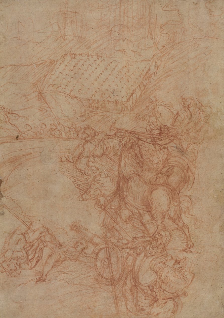 Slaget vid Spoleto, ca 1575 (rödkrita på papper) av Andrea (1539-1614) Vicentino