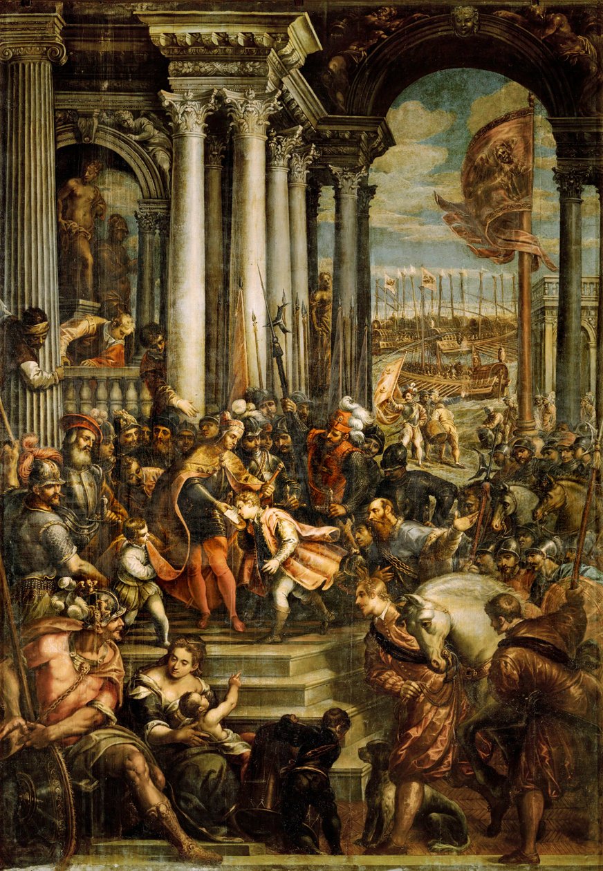 Den bysantinske kejsaren Alexius IV Angelus ... (olja på duk) av Andrea (1539 1614) Vicentino