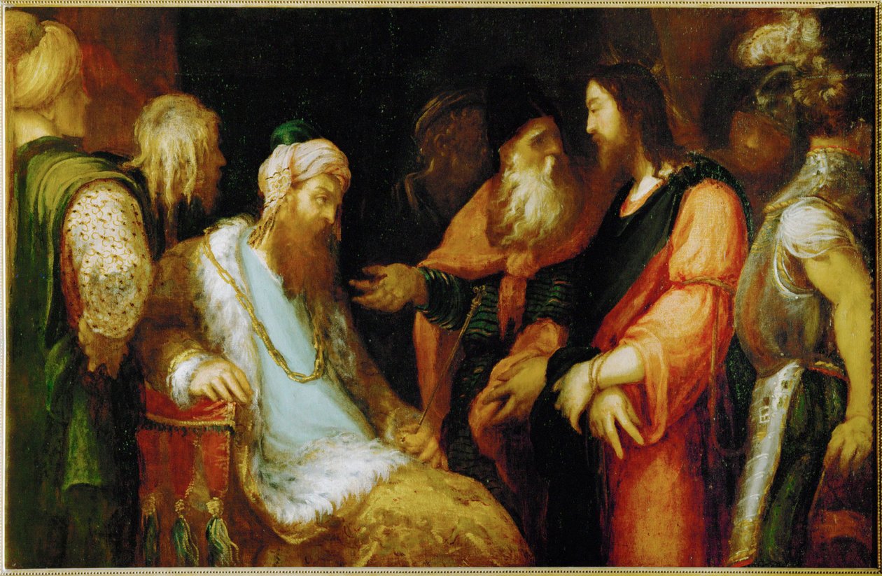 Kristus inför Herodes ... (målning på duk) av Andrea (fl.1527/30-63) Schiavone