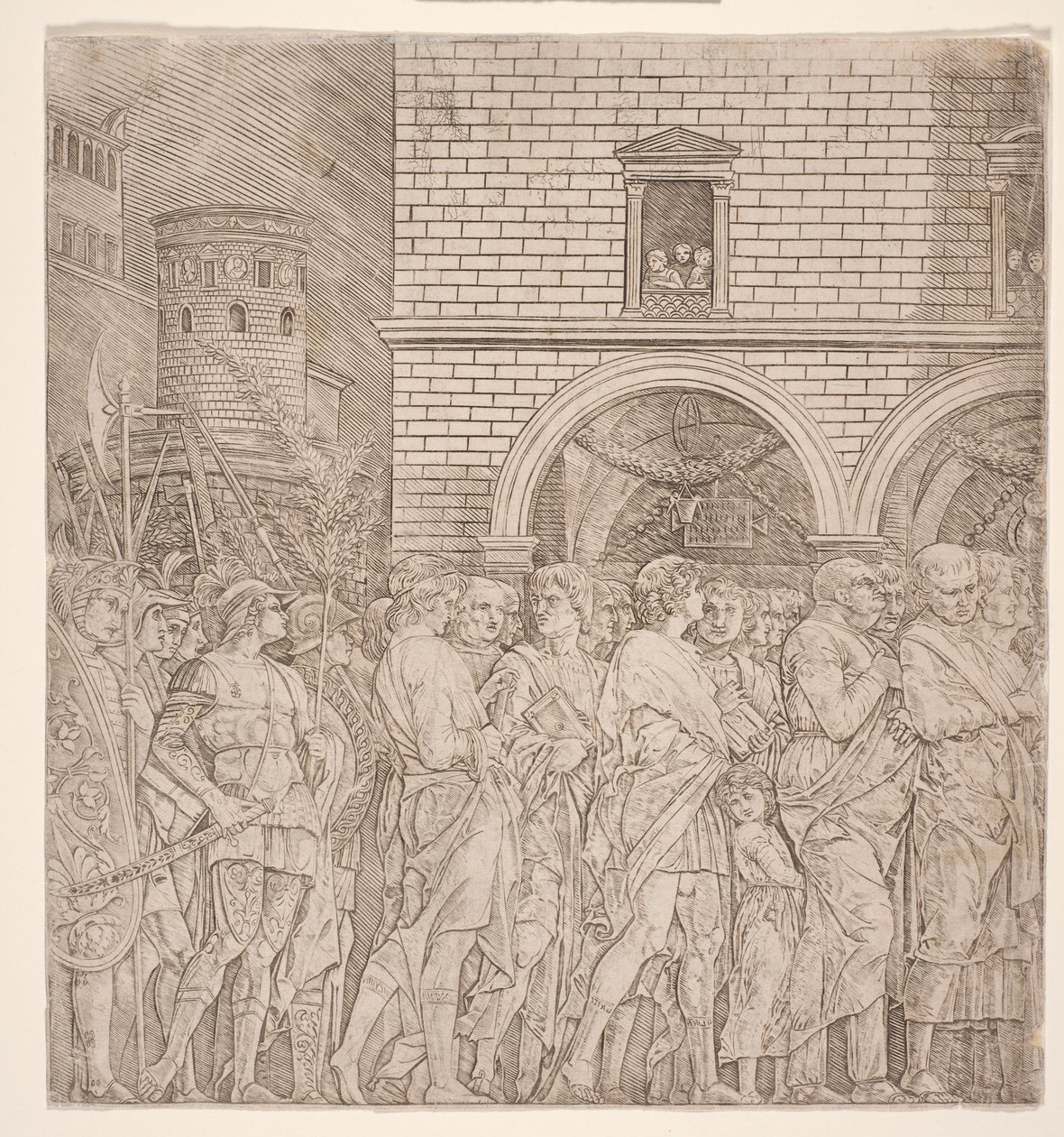 Caesars triumfer: Senatorerna, ca 1495 (gravyr) av Andrea (school of) Mantegna