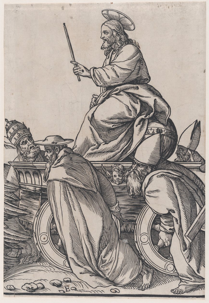 Avsnitt E: Kristus rider på en triumfvagn, från The Triumph of Christ, 1836. av Andrea Andreani