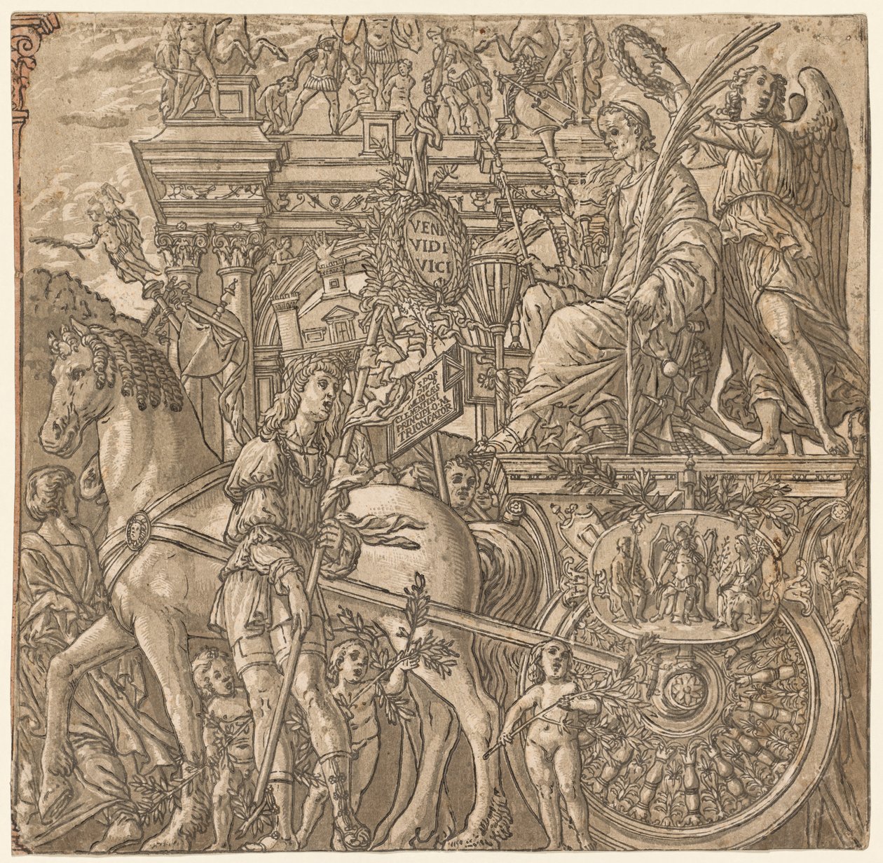 Julius Caesars triumf: Caesar Triumphant, 1593-99. av Andrea Andreani