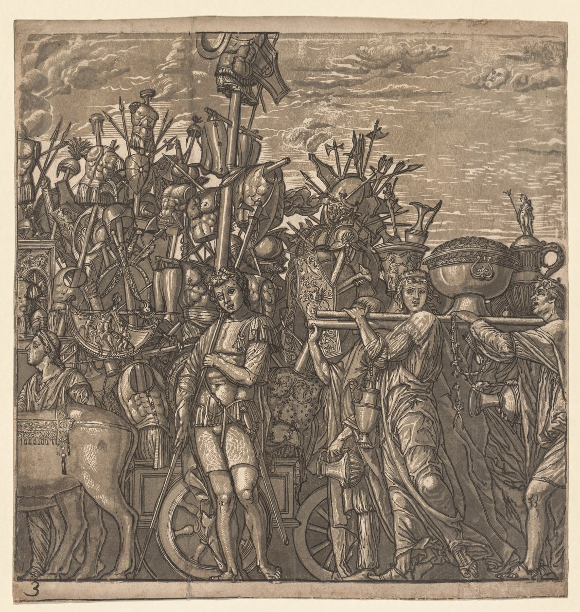 The Triumph of Julius Caesar: Soldiers Marching with Trophys of War, 1593-99. av Andrea Andreani