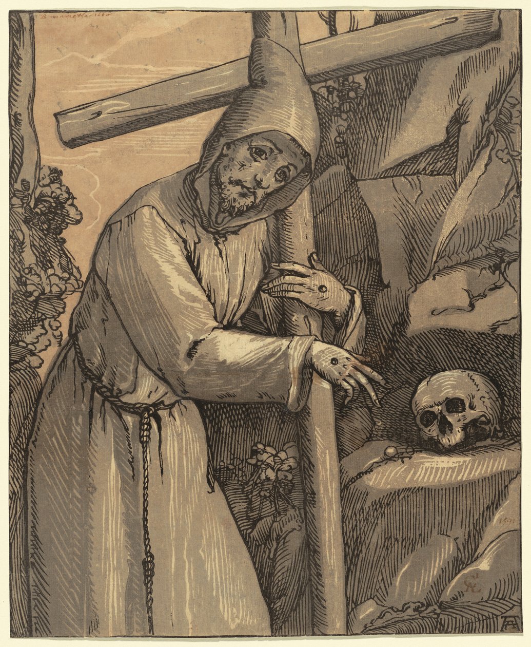 Den helige Franciskus av Assisi av Andrea Andreani, after Alessandro Casolani