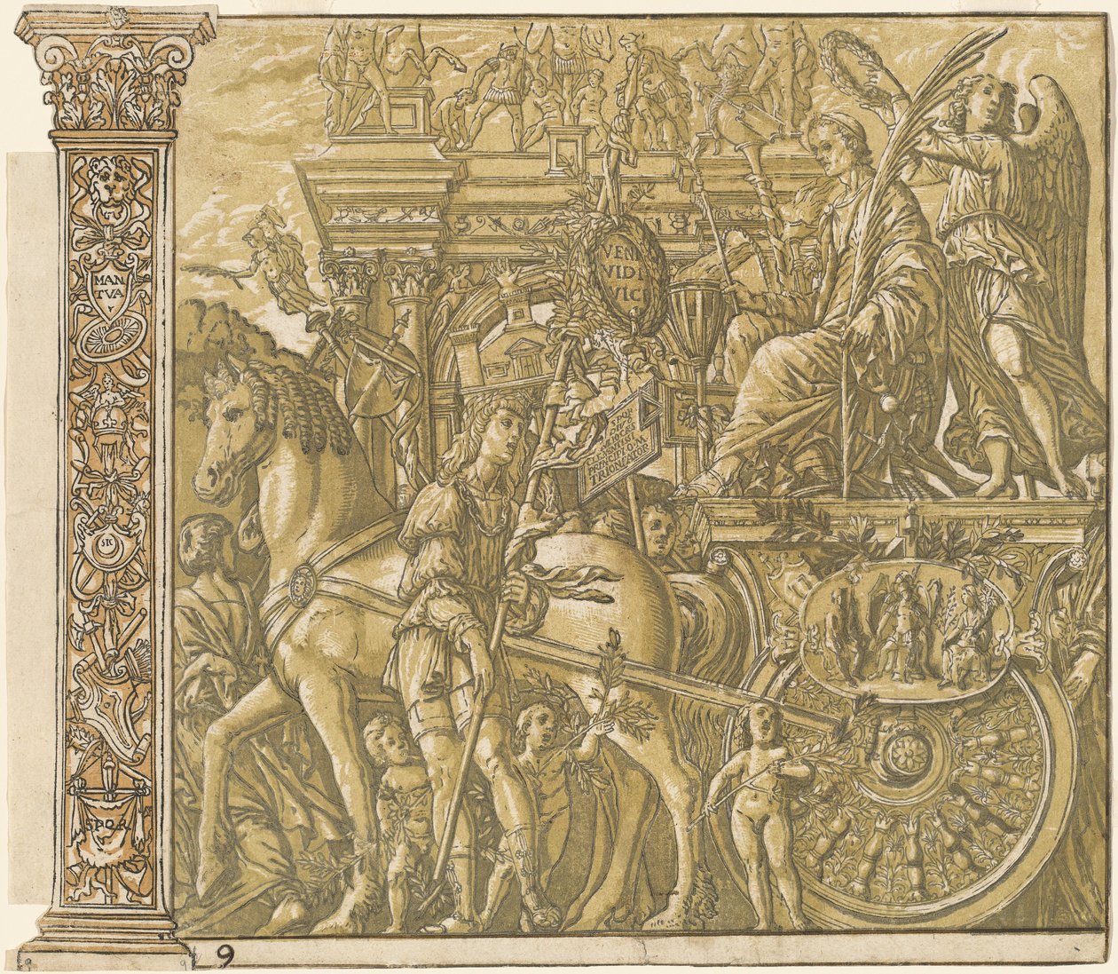 Julius Caesars triumf [nr 9 plus 2 kolumner] av Andrea Andreani after Andrea Mantegna