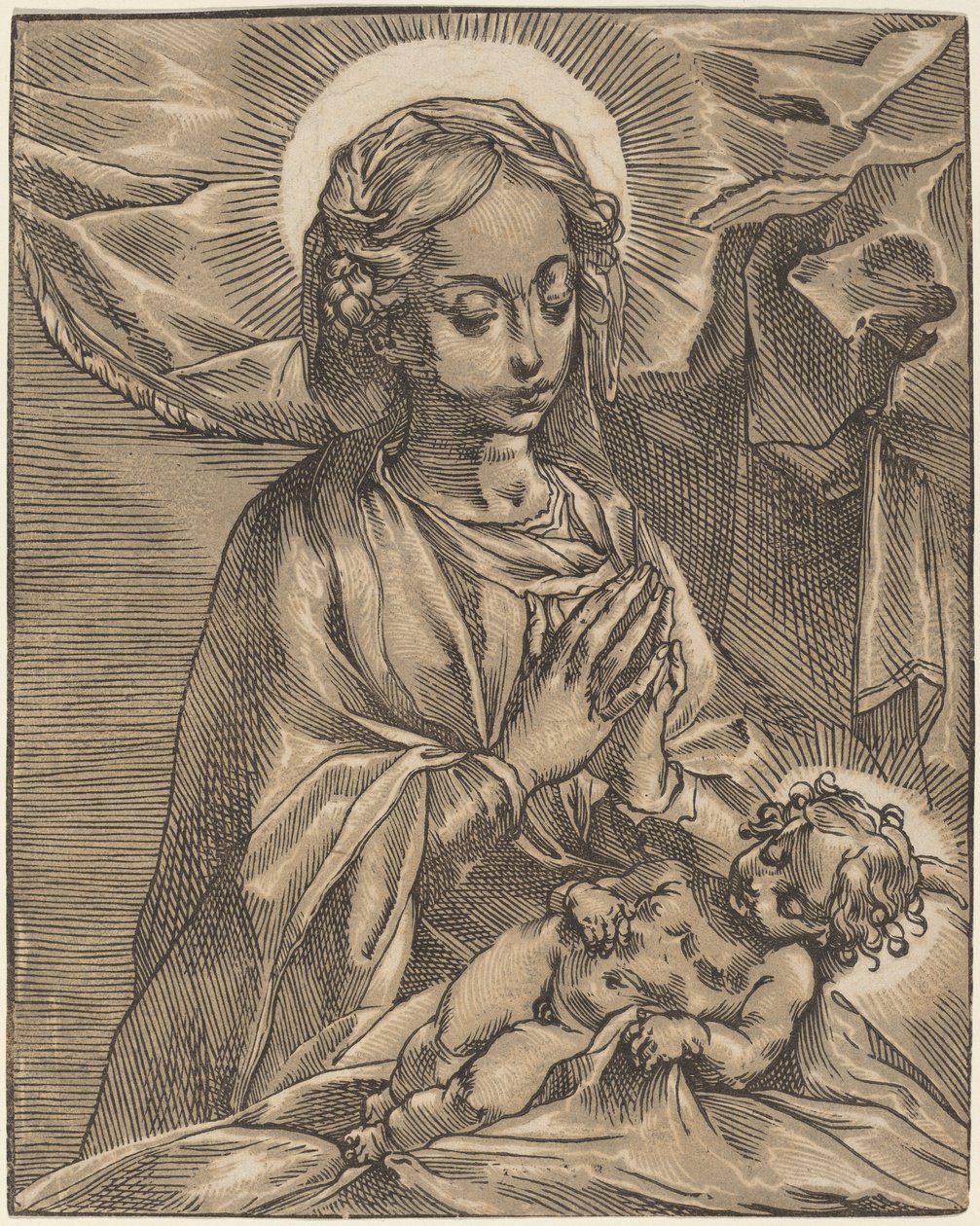 Madonna och barn av Andrea Andreani after Francesco Vanni