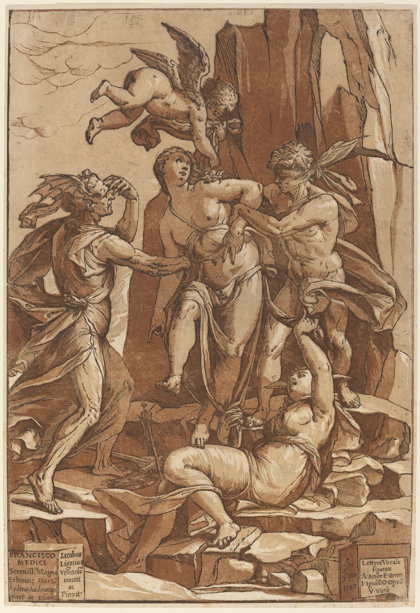 Allegori om dygden av Andrea Andreani after Jacopo Ligozzi