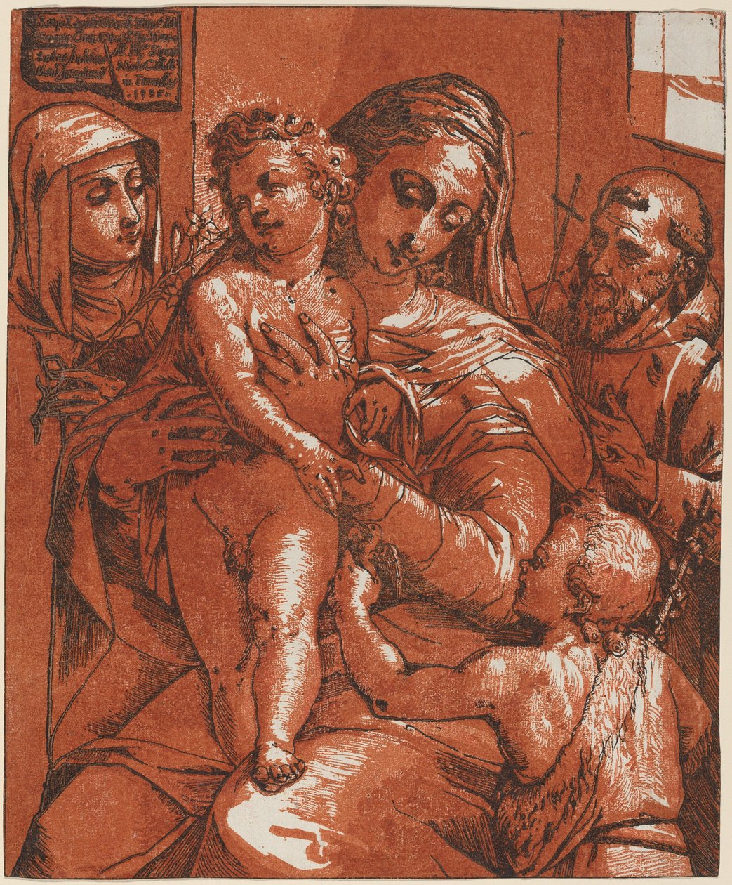 Madonna och barn tillsammans med heliga av Andrea Andreani after Jacopo Ligozzi
