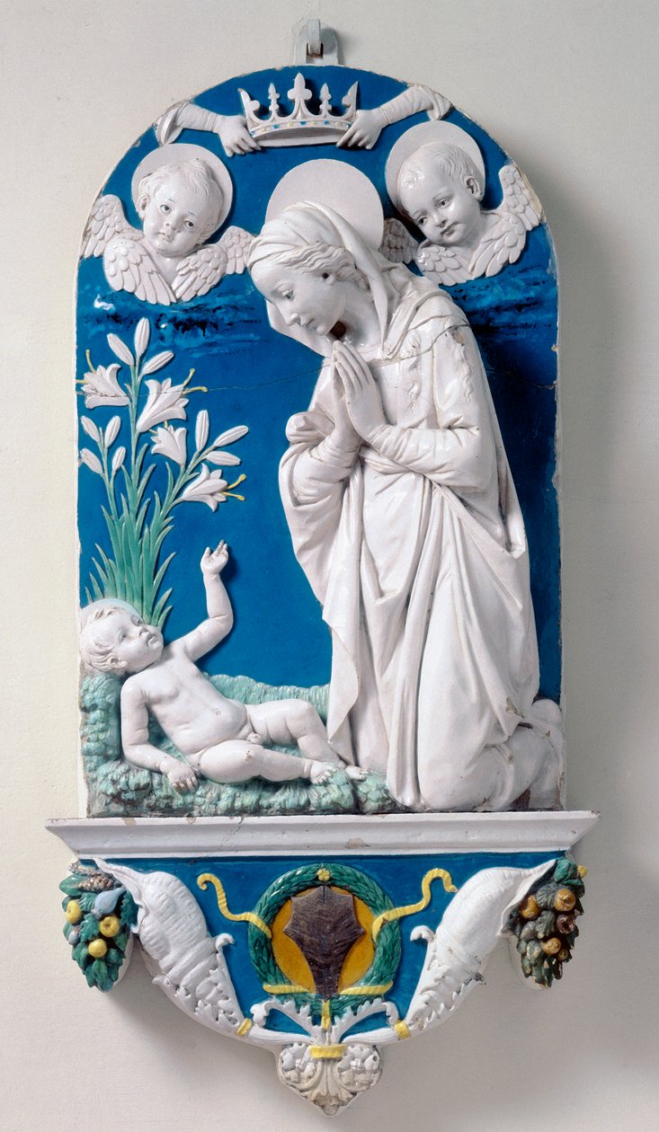 Madonna av liljorna, tillbedjan av barnet av Andrea Della Robbia