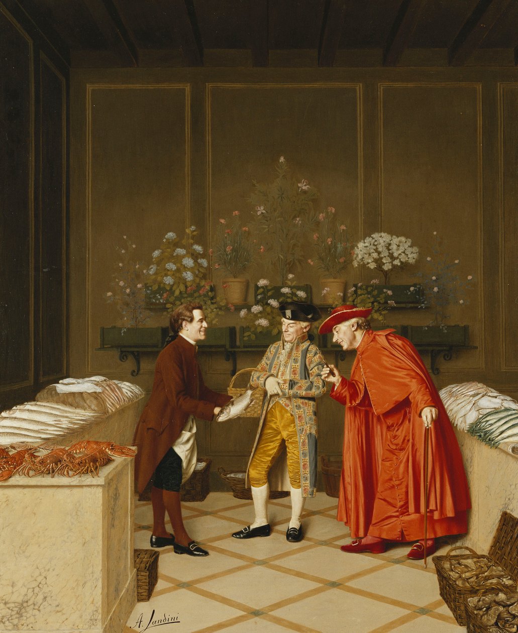 Fiskförsäljare; Fisksäljaren, av Andrea Landini