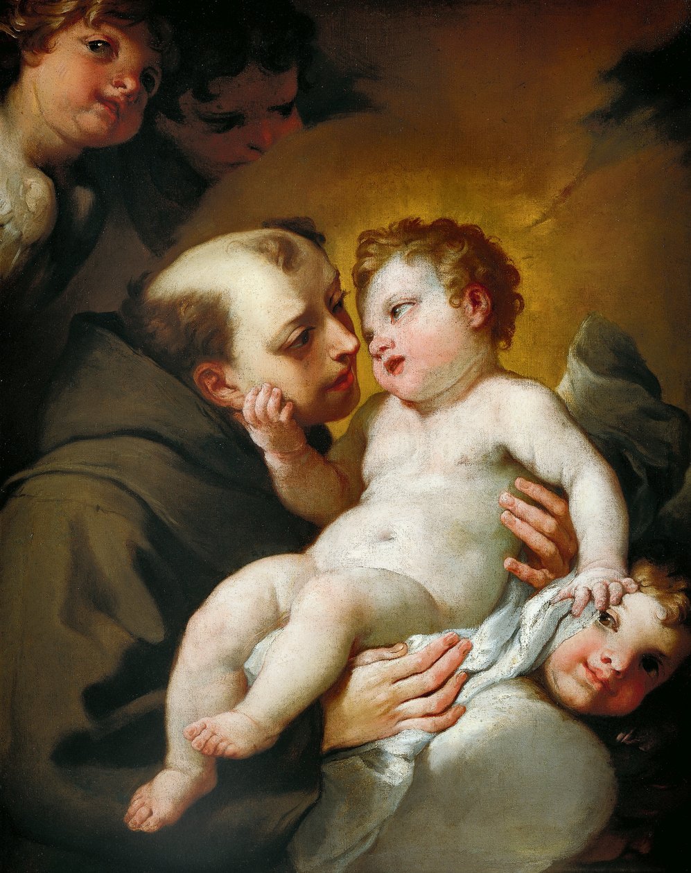 Sankt Antonius av Padua med Jesusbarnet, av Andrea Lanzani (1641-1712), olja på duk, 92x78 cm av Andrea Lanzani