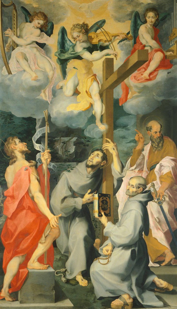 Altartavla föreställande de heliga baptisten, Franciskus, Bernard och Paulus i extas, av Andrea Lilio (1555-1610) av Andrea Lilio