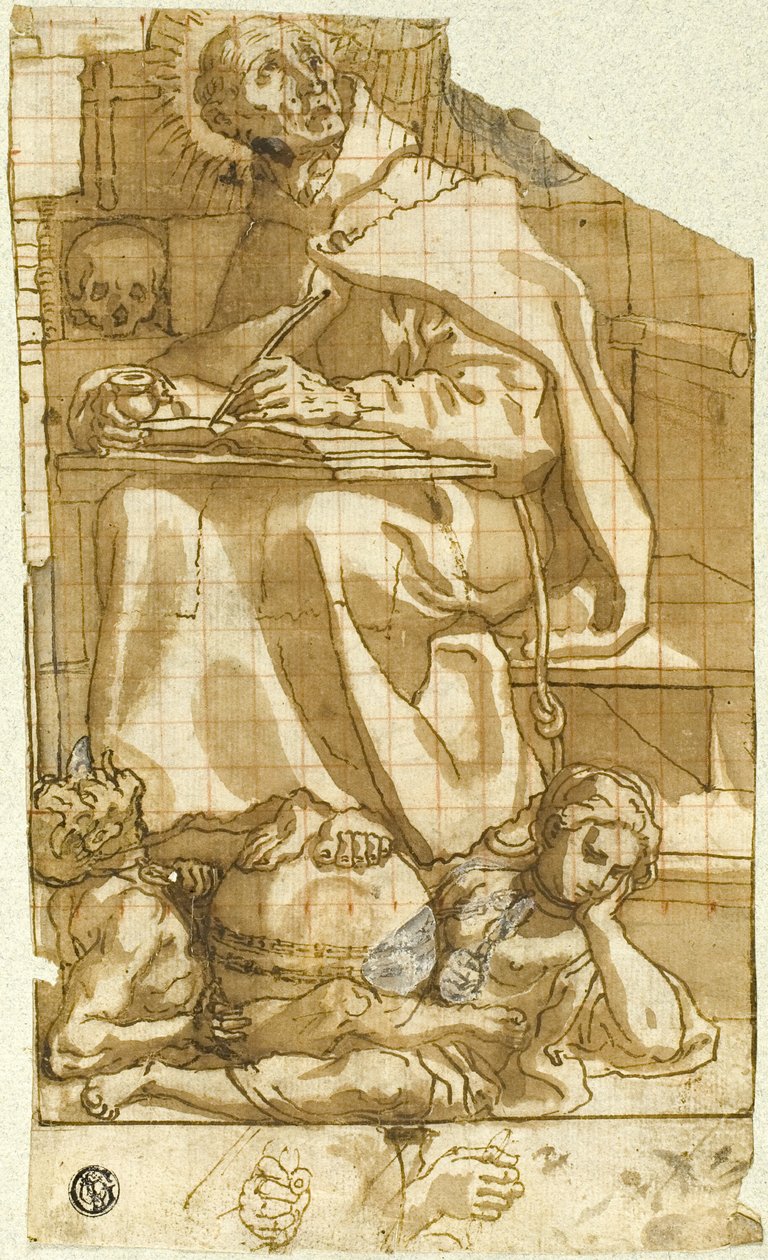 Saint Romuald eller Saint Augustine i hans studie av Andrea Lilio