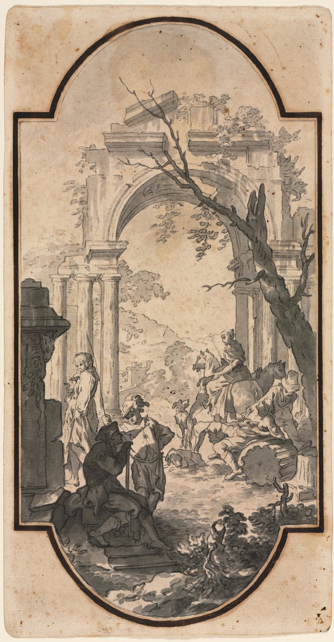 Triumfbåge och figurer, första hälften av 1700-talet. av Andrea Locatelli