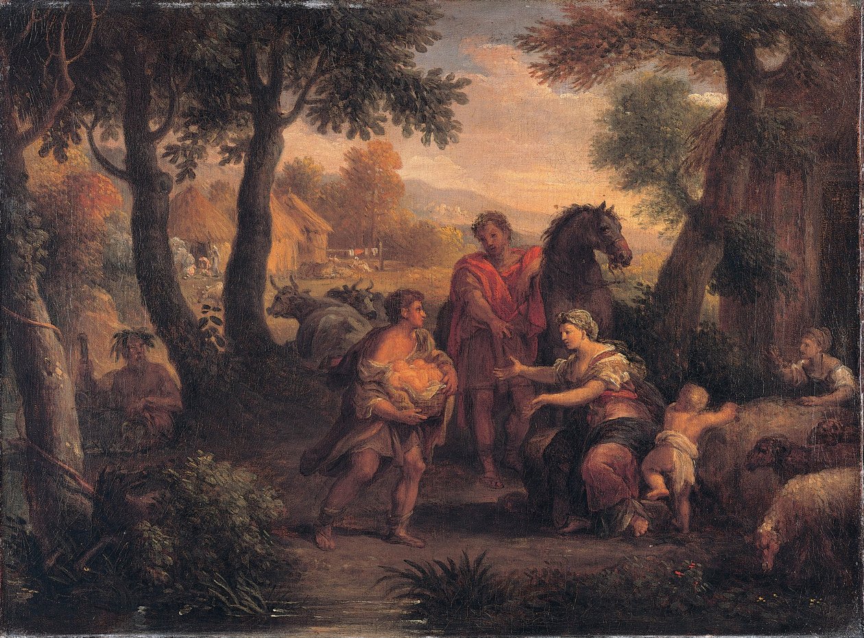 Fyndet av Romulus och Remus, ca. 1720-1740 av Andrea Lucatelli