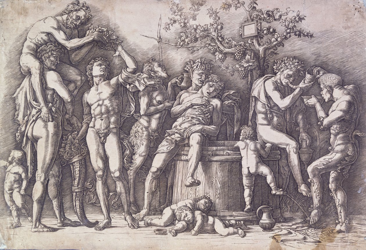 En Bacchanal med en vinpress, ca. 1475 av Andrea Mantegna