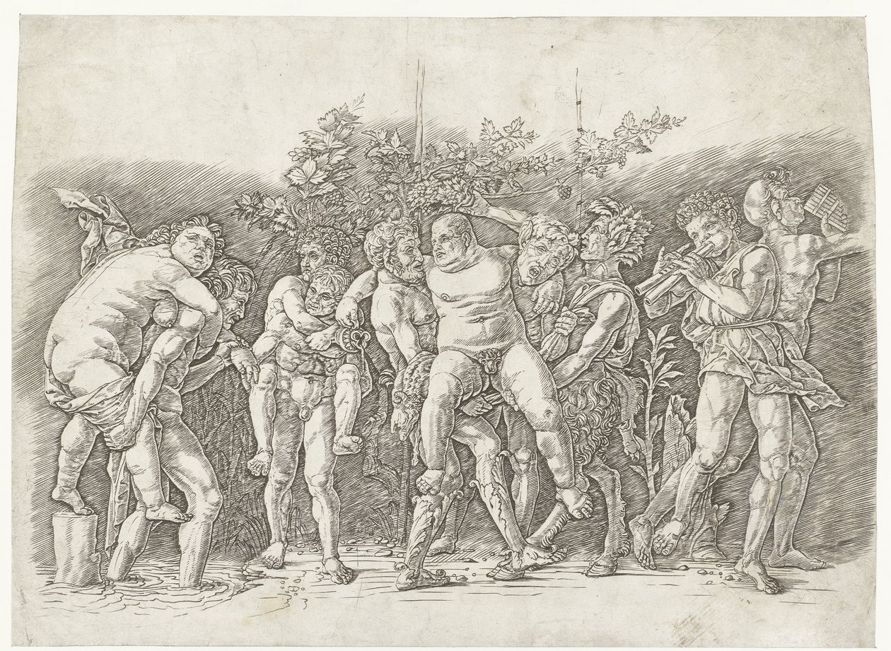 Bacchanal träffade Silenus av Andrea Mantegna