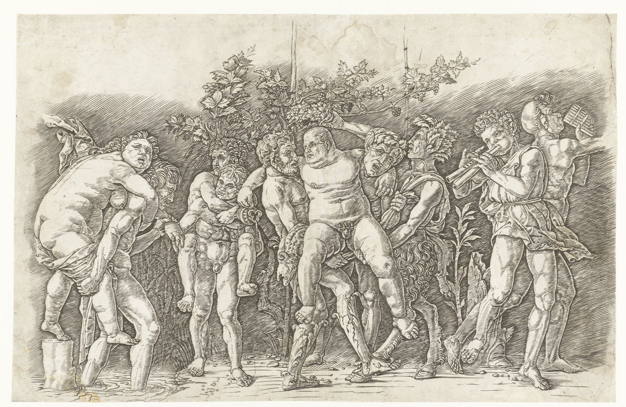 Bacchanal träffade Silenus av Andrea Mantegna