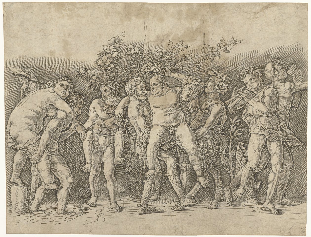Bacchanal träffade Silenus av Andrea Mantegna