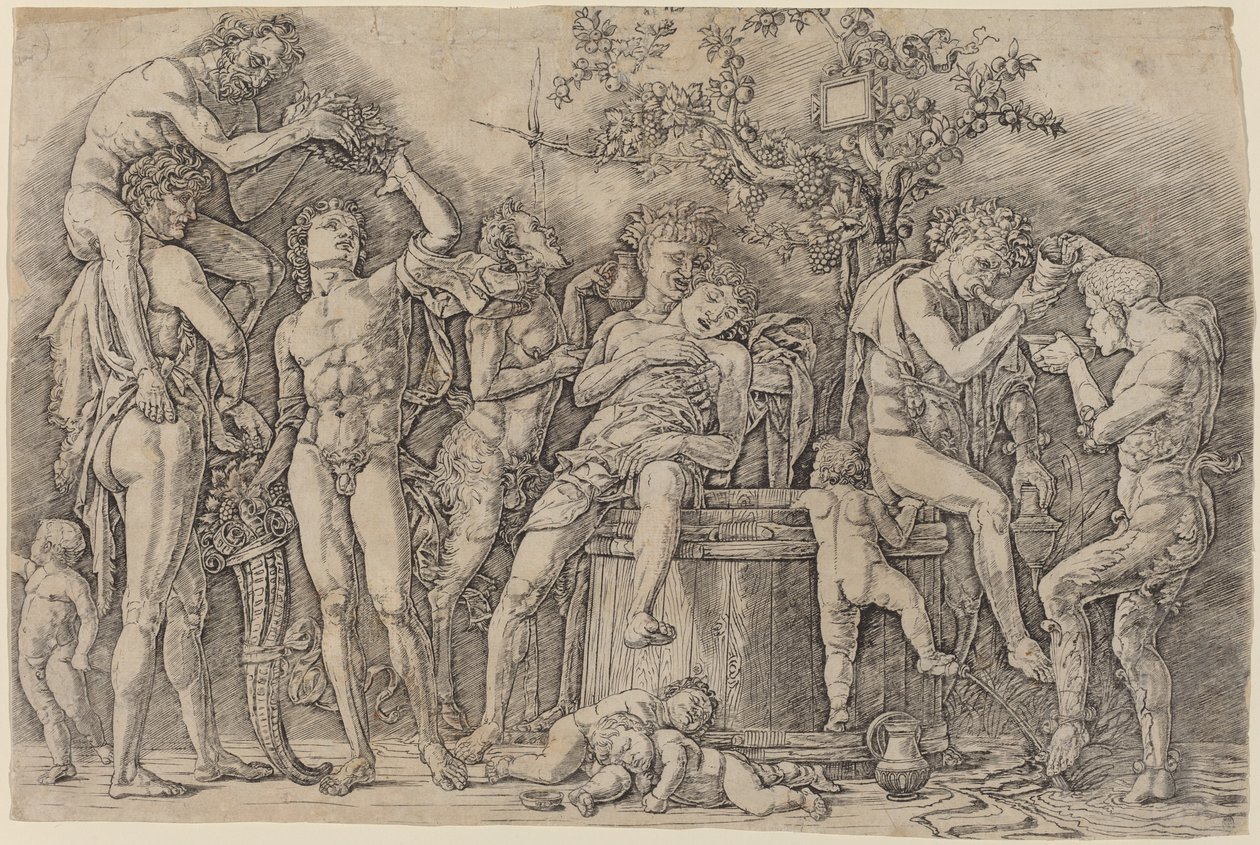 Bacchanal med ett vin Vat av Andrea Mantegna