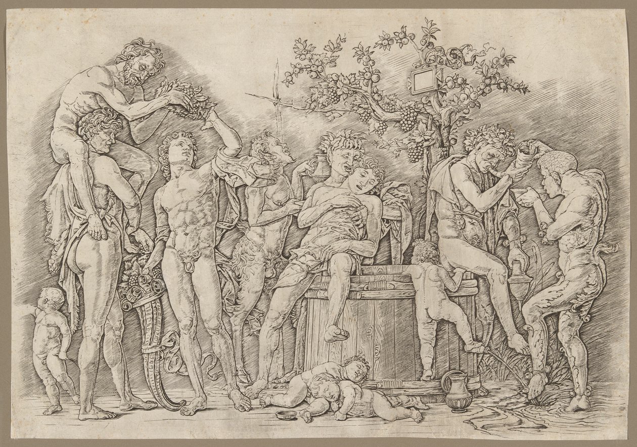 Bacchanal med ett vin Vat av Andrea Mantegna