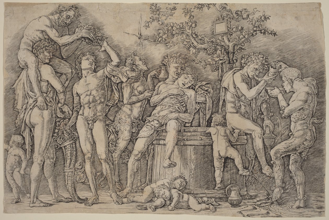 Backanal med ett vinkar av Andrea Mantegna