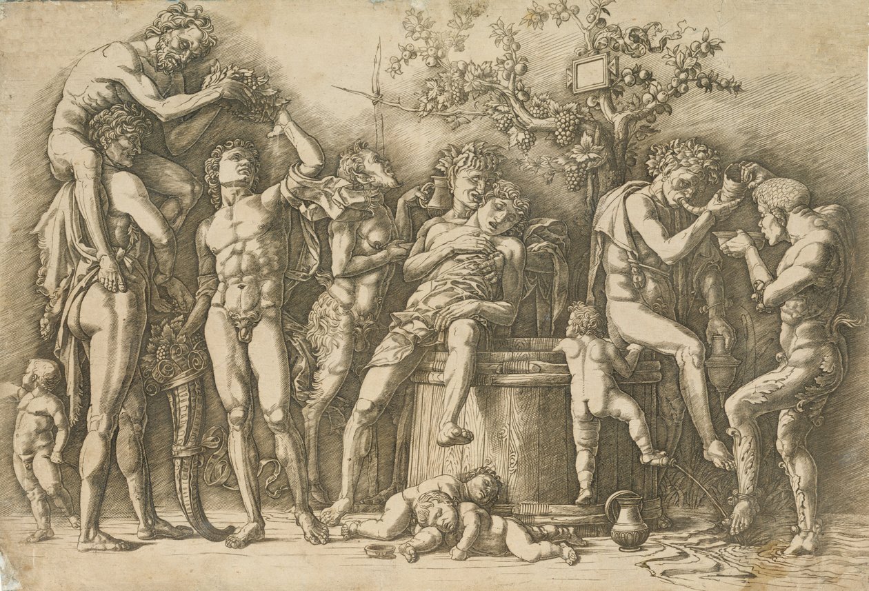 Bacchanal med ett vinkar, ca. 1470-90. av Andrea Mantegna