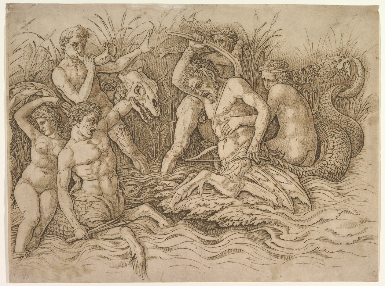 Sjögudarnas strid (frisens högra del) av Andrea Mantegna