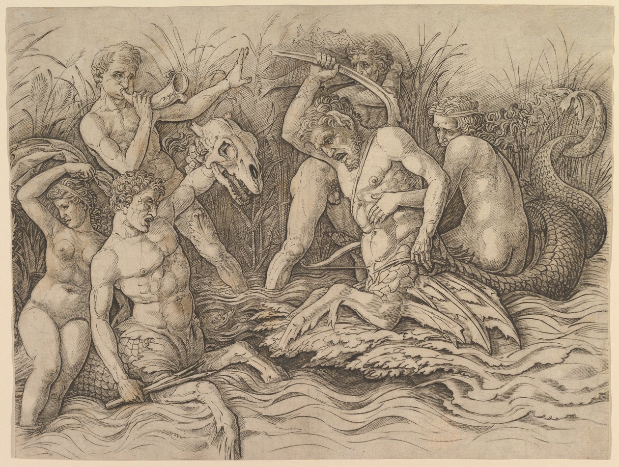 Sjögudarnas strid (den högra delen av frisen) av Andrea Mantegna