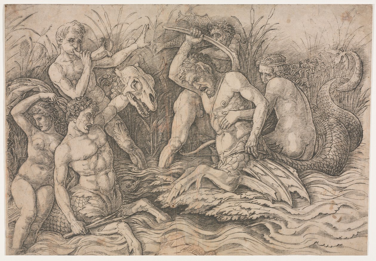 Battle of the Sea Gods - högra delen av Andrea Mantegna