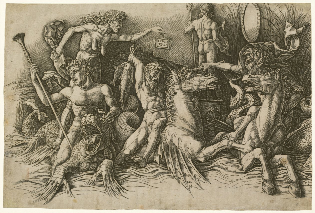 Sjögudarnas strid [vänstra halvan] av Andrea Mantegna