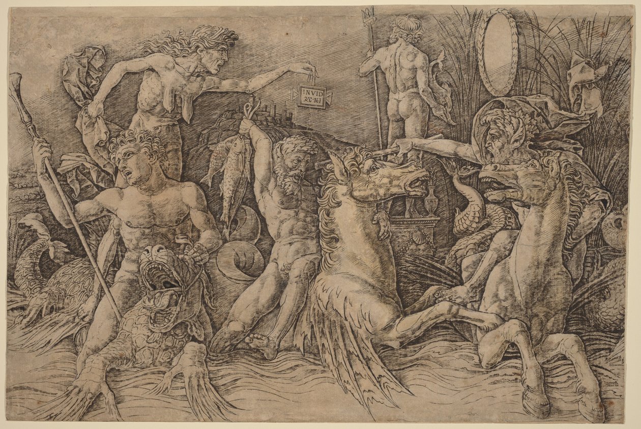 Sjögudarnas strid [vänstra halvan] av Andrea Mantegna
