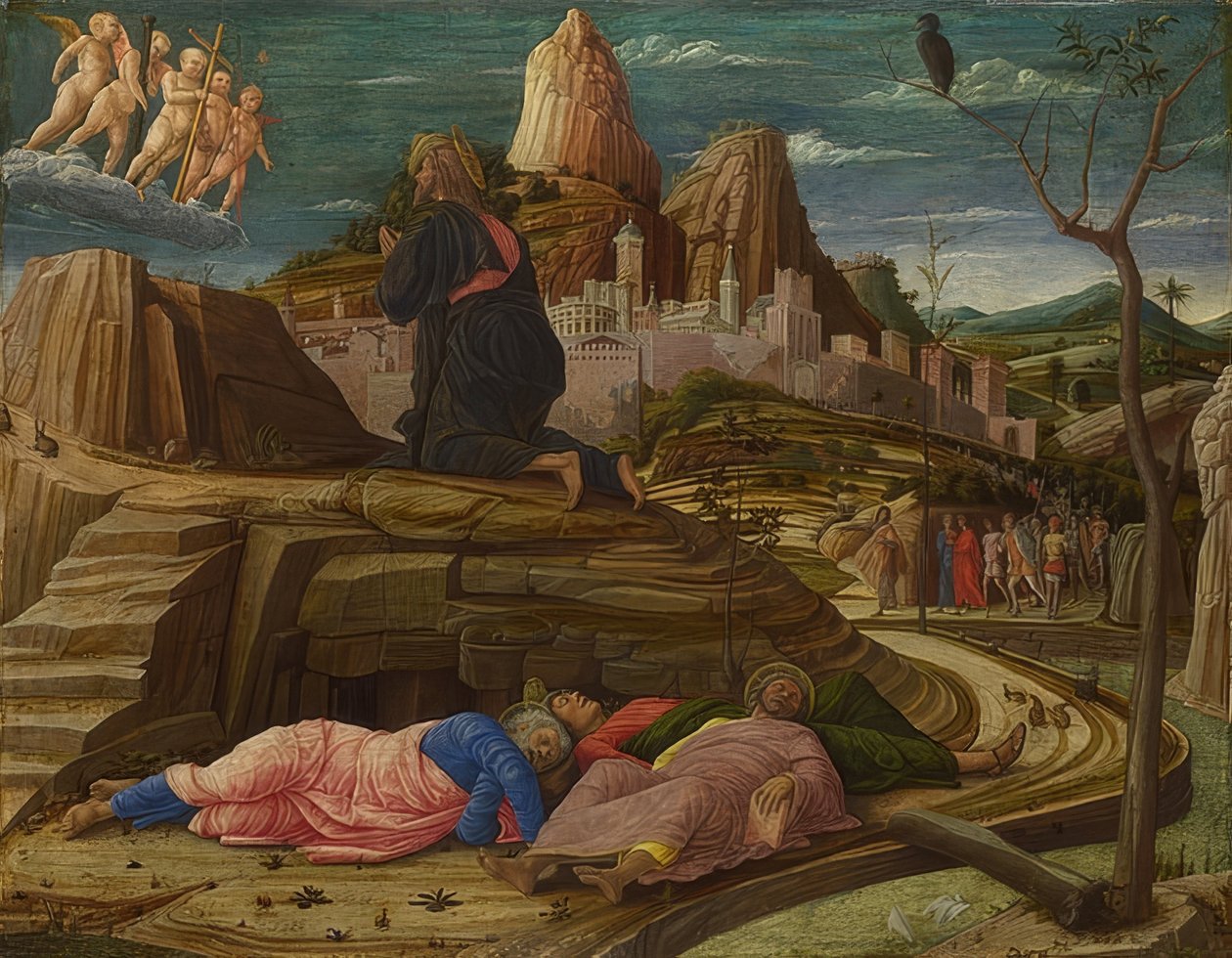 Kristus på Oljeberget. Omkring 1458-60 av Andrea Mantegna