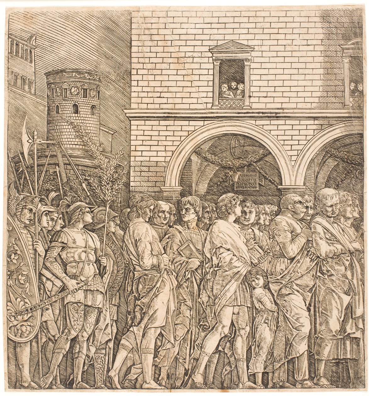 Den romerska senaten följer en triumf av Andrea Mantegna