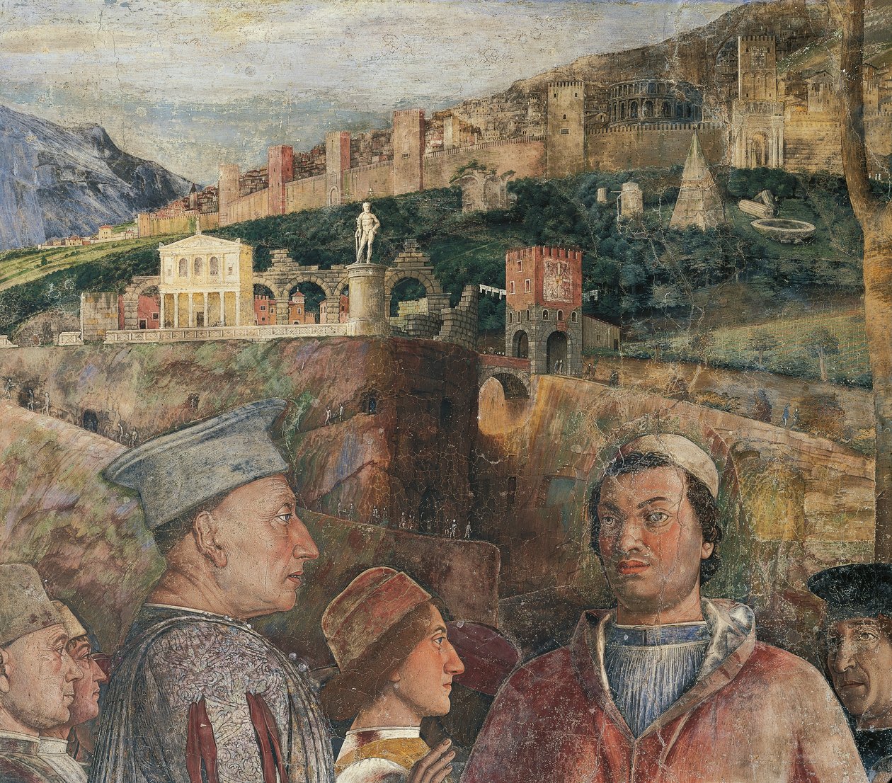 Detalj av fresk i brudkammaren av Andrea Mantegna (1431-1506) Castle of St George, Mantua (UNESCOs världsarvslista, 2008). Italien av Andrea Mantegna