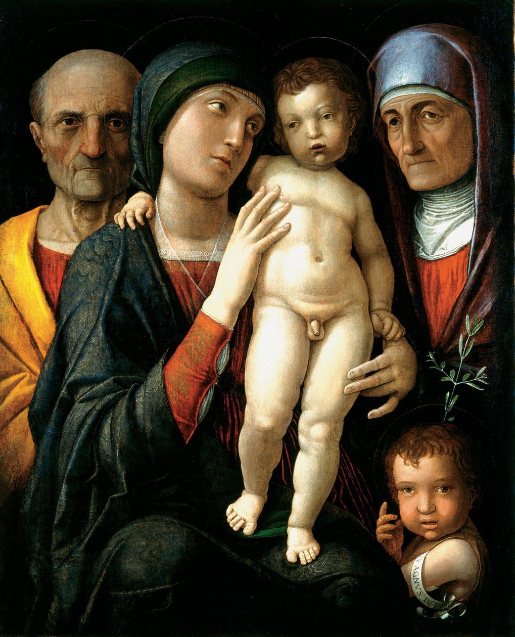La Sainte Famille (Den heliga familjen) - Målning av Andrea Mantegna (1431-1506), olja på duk (75x61,5), cirka 1495 - Statens konstgalleri, Dresden (Tyskland) av Andrea Mantegna