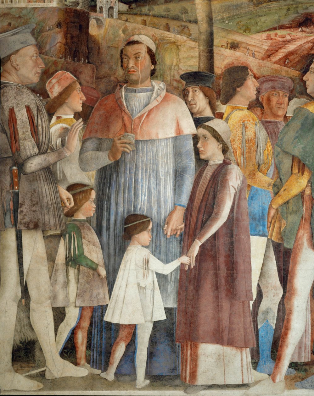 Lodovico Gonzaga väntar på att hans son, kardinal Francesco Gonzaga, ska återvända från Rom (fresk) av Andrea Mantegna