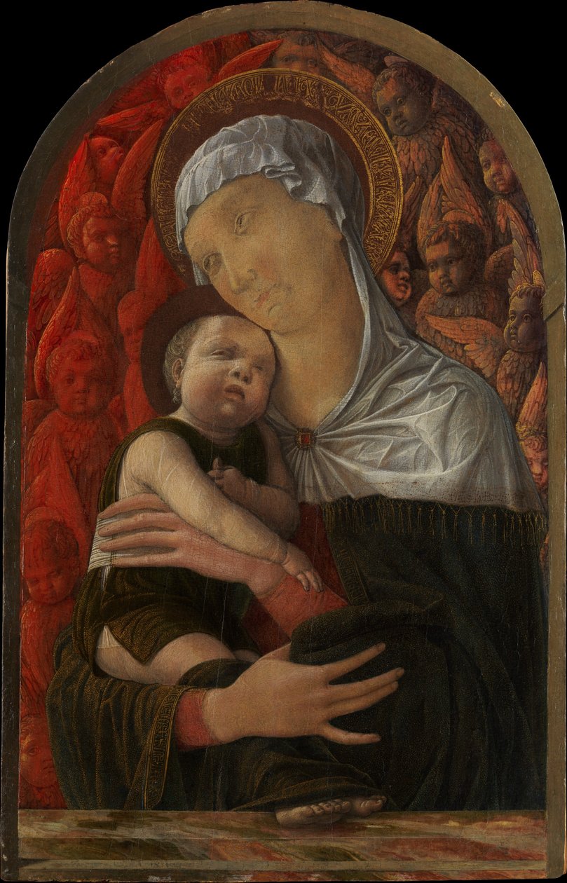 Madonnan med barnet, serafer och keruber av Andrea Mantegna
