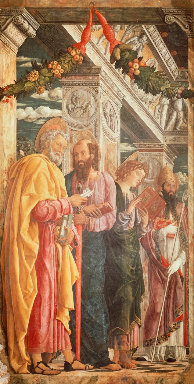 Saints Peter och Paul och två heliga, detalj från San Zeno altartavla av Andrea Mantegna