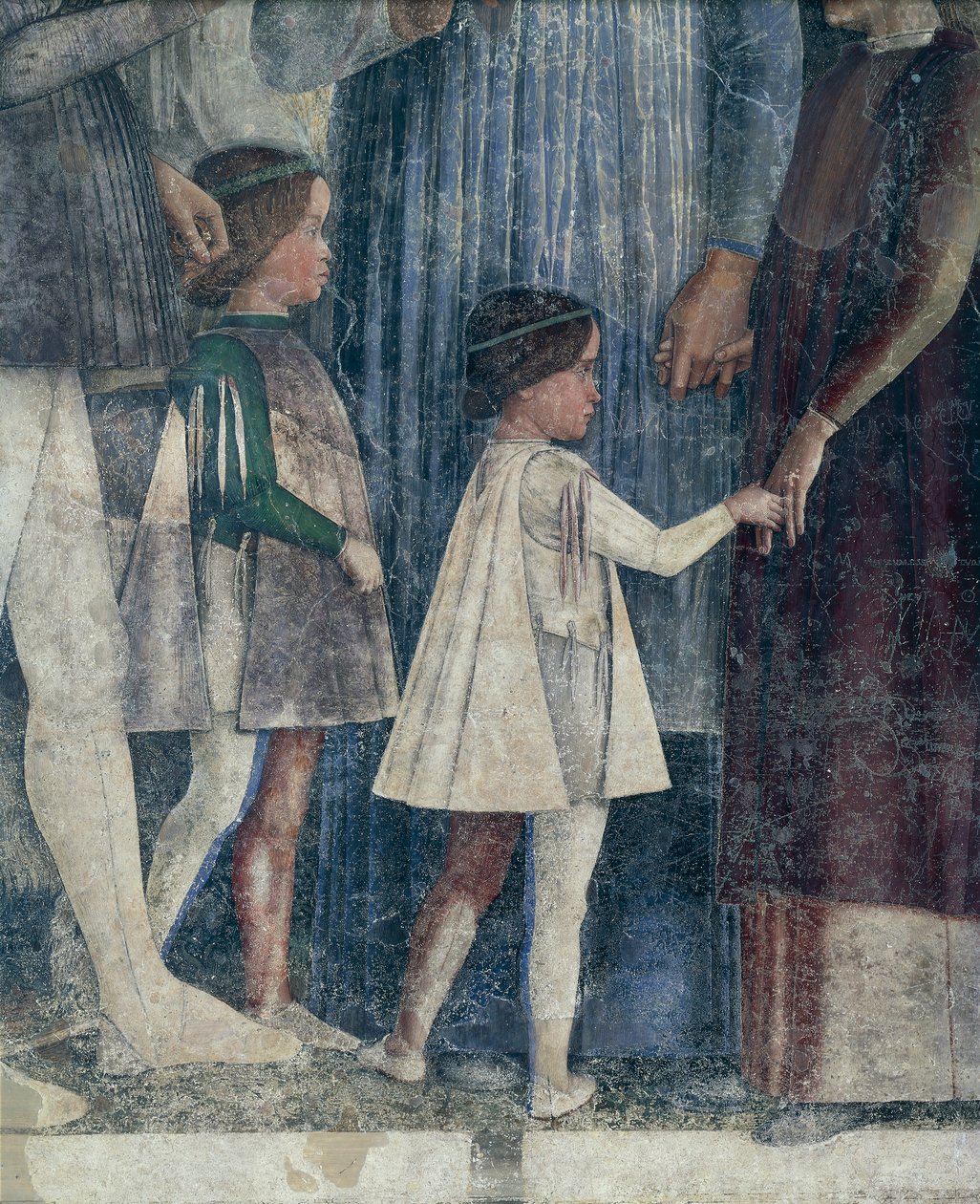 Sigismund och Francesco II Gonzaga, detalj från Meeting Wall av Andrea Mantegna (1431-1606), fresk, San Giorgio Castle, Bröllopskammaren eller Camera Picta, Mantua av Andrea Mantegna