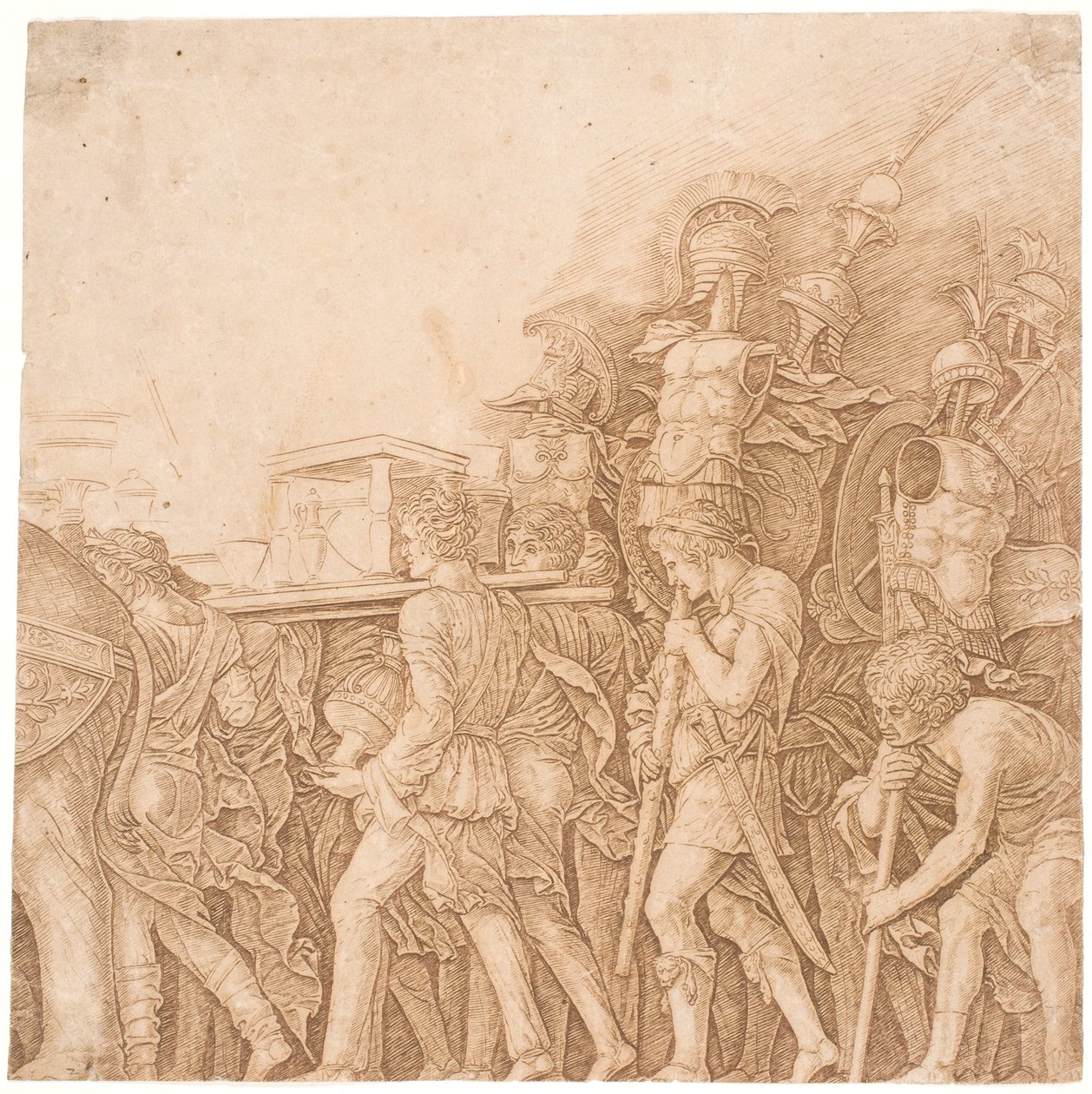 Soldater som bär troféer av Andrea Mantegna