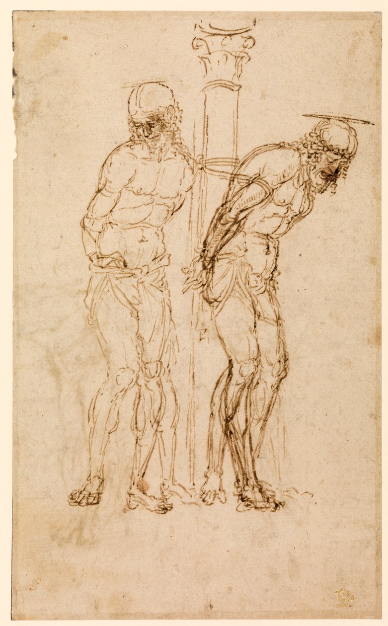 Studies for Christ at the Column (recto), c.1460-65 (penna & bläck på papper) [se även 5934516] av Andrea Mantegna