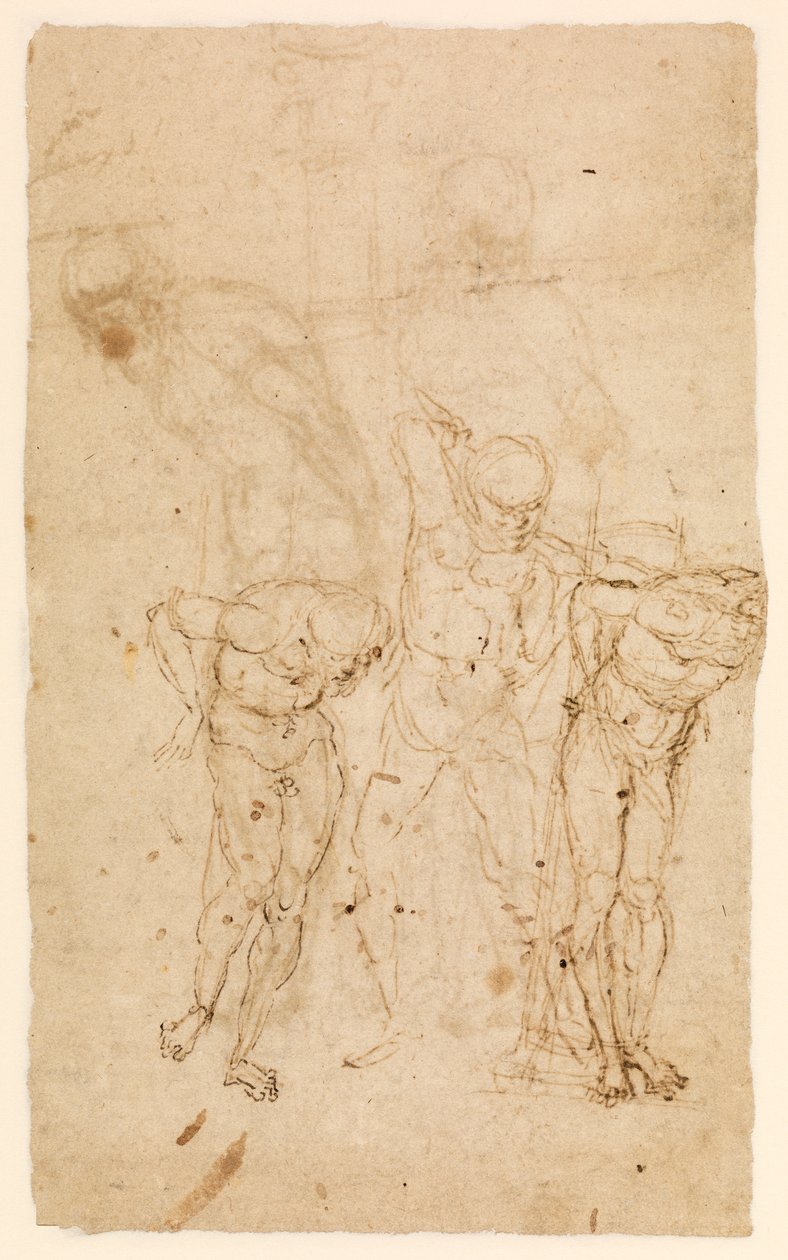 Studies for Christ at the Column (verso), c.1460-65 (penna och bläck på papper) [se även 5934515] av Andrea Mantegna