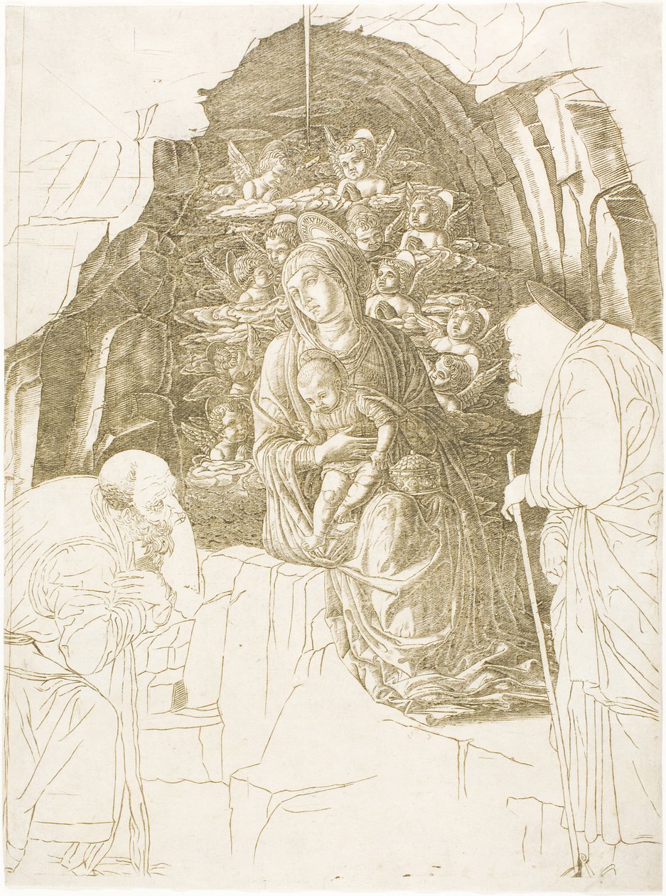 The Adoration of the Magi (Jungfru från grottan) av Andrea Mantegna