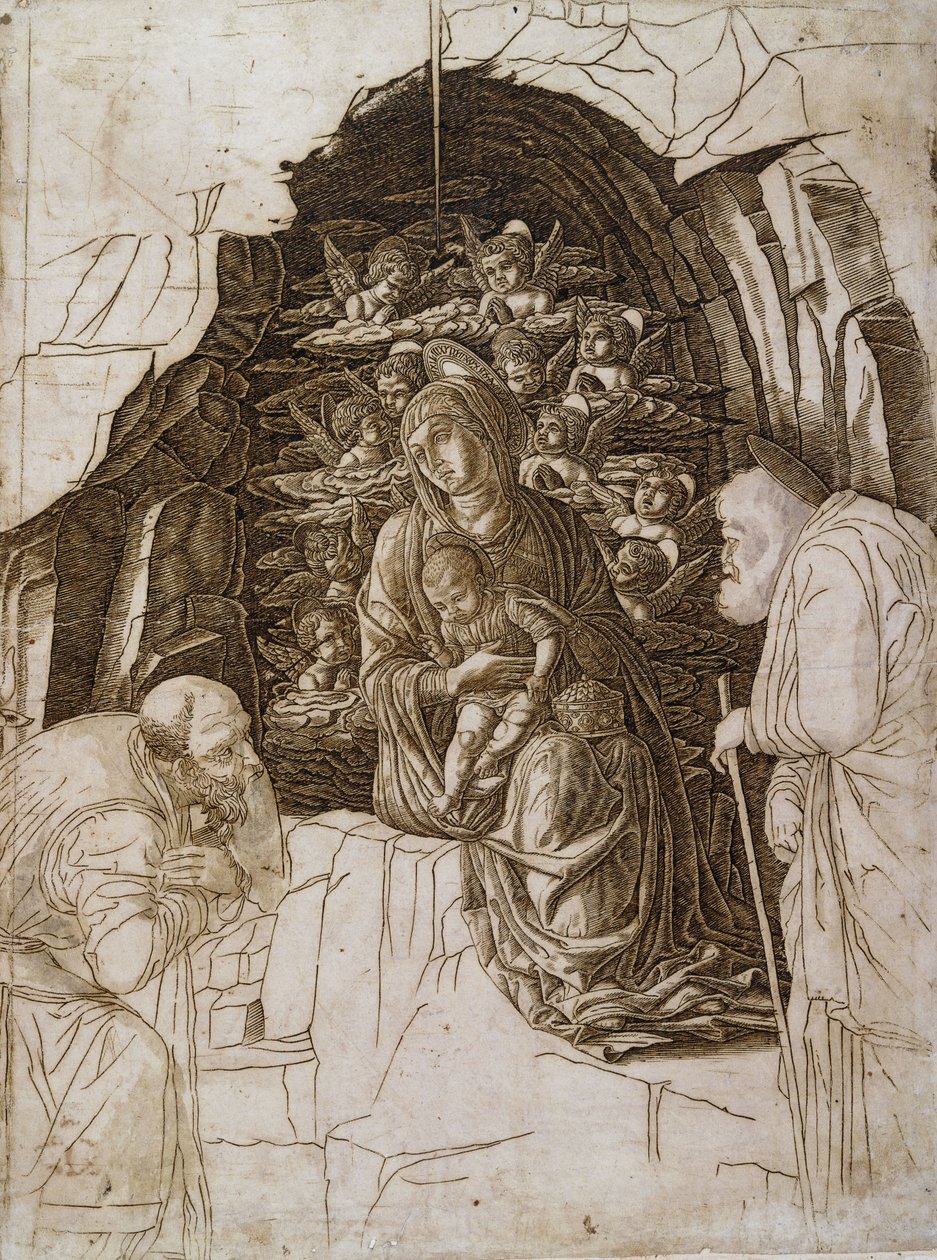 The Adoration of the Magi: The Virgin in the Grotto, c.1475-80 av Andrea Mantegna
